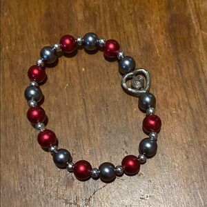 Elegant Red and Silver Beaded Bracelet